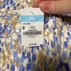 NWT J. McLaughlin Printed Straight Leg Pants Blue Tan Resort Pants Size 0